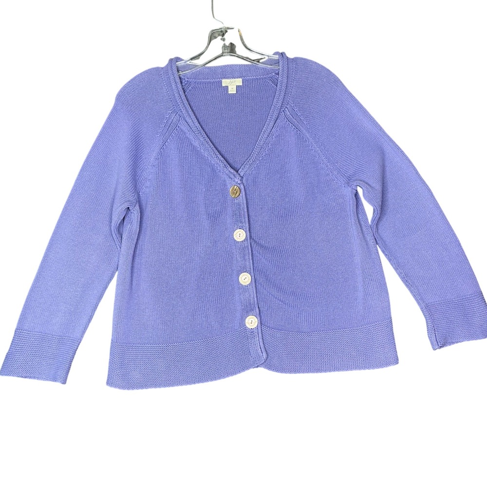 J. Jill Lilac Lavender V-Neck Button Cardigan - Picture 2 of 9